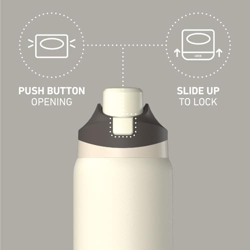 Hydrapeak Oasis 32oz Insulated Water Bottle with Locking Chug Lid & Handle, Leakproof Stainless Steel Travel Tumbler, Great for Gym, Work & Everyday Hydration, Ivory (Pack of 2) 32 Ounces (Pack of 2)