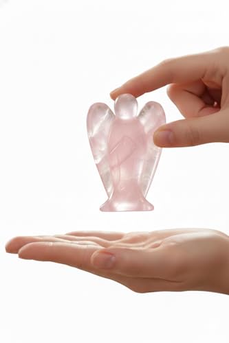 Mina Heal Guardian Angel Figurine, Rose Quartz, Set of 3, Meditation 3-PCS M Size
