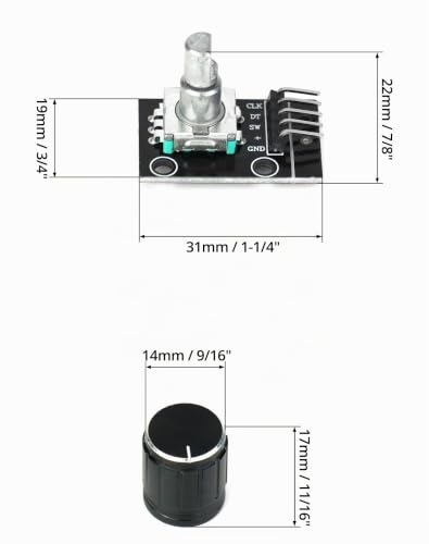 QWORK 5pcs KY-040 Rotary Encoder Module 360 Degree Rotary Angle Encoders with Push Button for Arduino