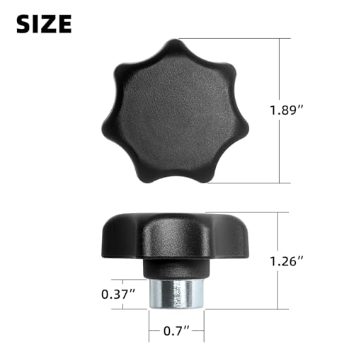 PALOZO L-track fastening knobs, 3/8"-24UNF threaded, 6-pack for rods and studs