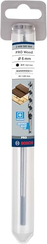 Bosch 2608585694 Wood Auger Drill Bit, Black/Silver, 6 x 100 x 160 mm Ø 6.00 mm