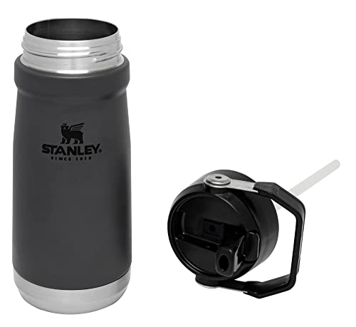 Stanley IceFlow Flip Straw Water Bottle 17 oz | Built-In Straw for Travel and Sports | Lightweight and Leak Resistant | Insulated Stainless Steel | BPA-Free | Charcoal 17 Ounces