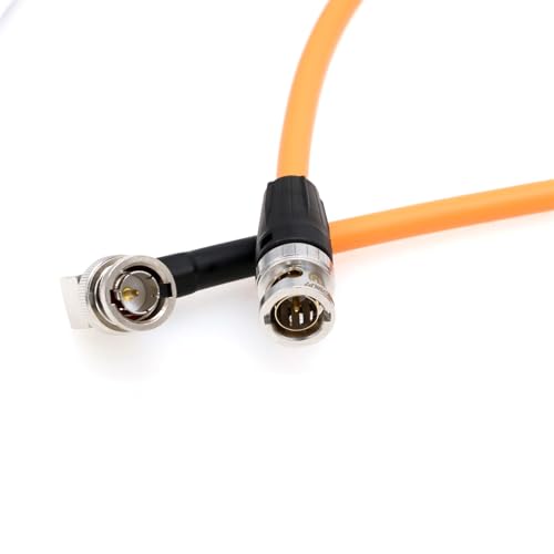 12G 6G SDI Video Cable 4K 60P 3840 4096 x2160p for Komodo Sony FX9 FX6 C500 Mark II Atomos Ninja V Camera Monitor, BNC to Right Angle BNC 75 ohm Coaxial Canare 1M Orange