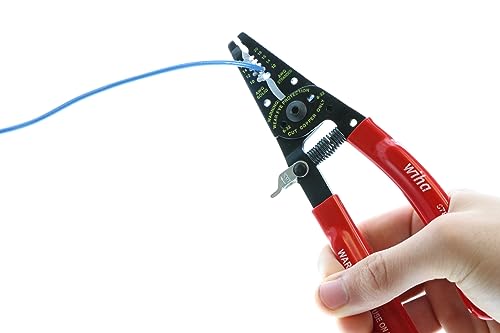 Wiha wire stripping pliers with ergonomic handles for precise wire stripping and cutting