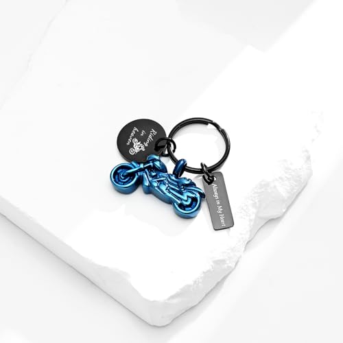 zeqingjw Motorcycle Cremation Urn Keychain for Ashes for Men's Ashes Keepsake Motor Urn Key Chain Cremation Jewelry Blue