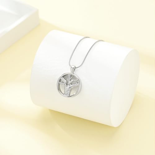 Tree of Life Cremation Jewelry Urn Necklaces for Ashes Memorial Keepsake Urn Pendant Necklace for Ashes Silver