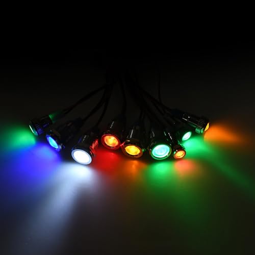 Metal Indicator Lights 10mm Green 9-24V Waterproof Signal Lamp LED Indicator Light for Choice | 9-24V Waterproof LED Control Lights Signal Lamp Energy Saving Indicator Multiple Colors and Sizes 6-25mm Available 10MM AC/DC 9-24