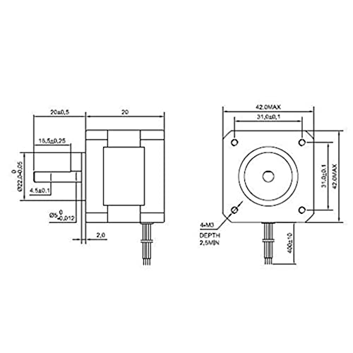 2X 4-Lead Nema 17 Stepper Motor 20Mm 1A 13Ncm(18.4Oz.in) 42 Motor Nema17 Stepper for DIY 3D Printer CNC