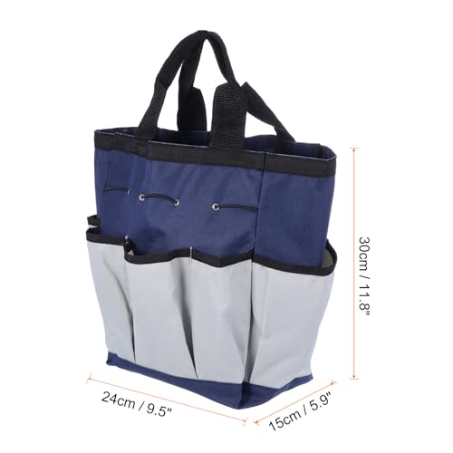 HARFINGTON 2pcs Garden Tool Bag 9.5" x 5.9" x 11.8" Large Oxford Cloth Bag with Pockets Garden Tote Bag Gardening Plant Tool Organizer Storage Carrier Store for Outdoor Women Men, Blue