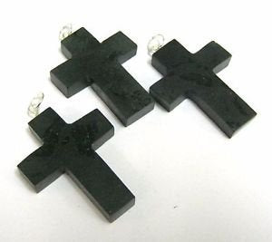 Cross Pendant Set of 3 Black Tourmaline Crystal Pendants Positive Energy Fashion Accessory
