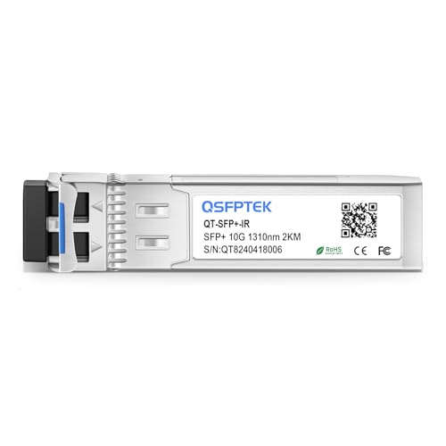QSFPTEK 10G SFP+ Module 1310nm 2km DDM LC SFP+ Transceiver Compatible with Cisco SFP-10G, Ubiquiti UF-SM-10G, Mikrotik, Netgear, Zyxel, Qnap NAS, D-Link, Other Open Switches