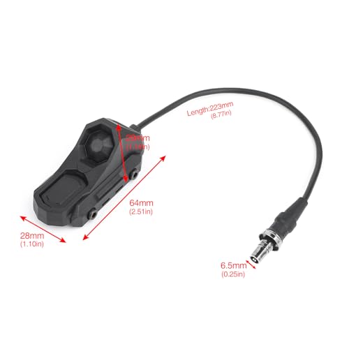 NECARL dual function remote pressure switch for tactical light, black pressure switch shown on white background