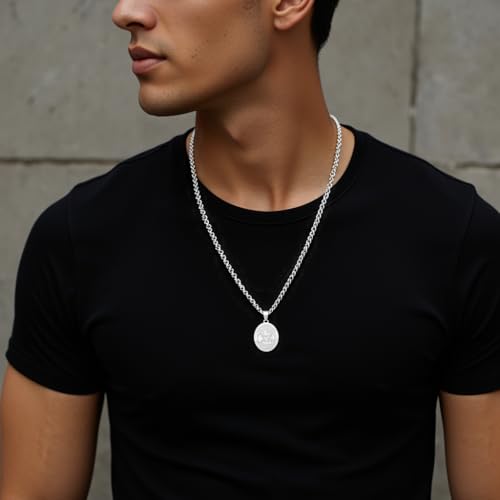 St Michael the Archangel Necklace Pendant Necklace for Women Men with 3mm Wheat Chain 20"+2" white chain length: 20"+2"