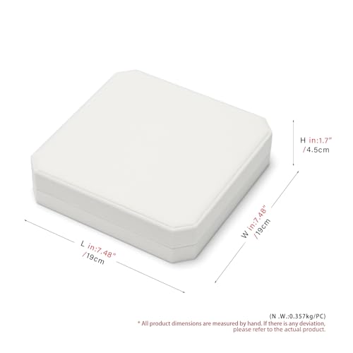 White Velvet Octagonal Jewelry Set Box for Ring Earring Necklace White 7.48"×7.48"×1.7"