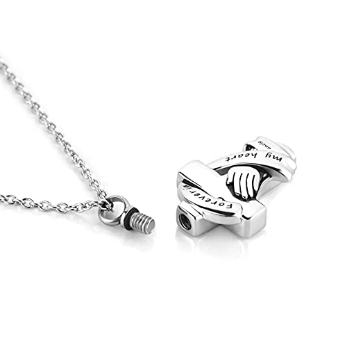 YSAHan Cross Urn Necklaces for Ashes Praying Hands Cremation Memorial Stainless Steel Pendant Jewelry Forever in My Heart with Uncle