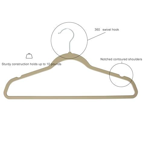 CONCEPTS 10 Pack Taupe Rubber Coated Plastic Hangers, Non Slip Plastic Coat Hangers,Strong & Durable, Ultra Slim Space Saving, 360° Swivel Hook, Anti Slip Rubber Hanger, Rubberized Hanger 17.75 Inch