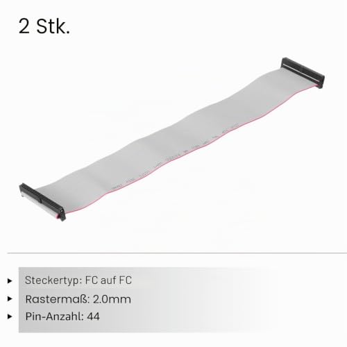 QUARKZMAN 2 Pack IDC 44 Pin Ribbon Cable 2.0mm Pitch FC to FC Male 30cm Length Grey Jumper Wire for Computer LED Display DVD