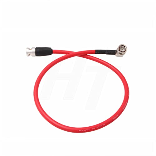 12G SDI Raw 4K 60p Video Cable Right Angle to Straight BNC 75 ohm Coaxial Shielded for Sony Alexa DSMC2 Camera Blackmagic SmallHD Atomos Monitor (50cm, Red) 50 cm