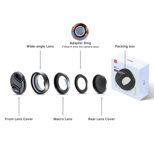 Wide Angle Lens for Sony ZV1 ULANZI WL-1 ZV1 18mm Wide Angle/ 10X Macro Black
