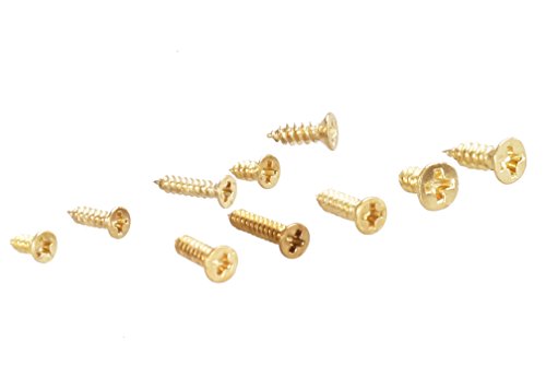 Shitong brass countersunk head wood screw assortment kit, 500-piece gold screw and bolt set