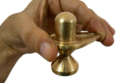 CraftsofIndia® Brass Shivling for Puja - Hindu Shiv Lingam Idol for Home Temple, Meditation, and Spiritual Décor - Size : 5.75 Cms Medium Size - 5.75 Cms