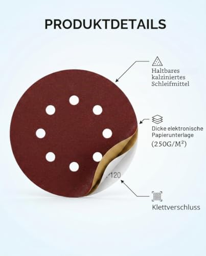 Sanding Sheets 180 mm Velcro Sanding Discs Grit 40 for Long Neck Sanders Drywall Sanding Machine (30 Pieces)