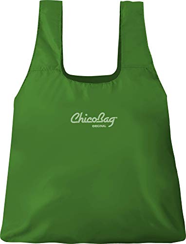 ChicoBag Original Compact Reusable Grocery Bag w/Attached Pouch and Carabiner Clip | Perfect for Shopping, Travel, Organization | Eco-Conscious Packable Tote | Pale Green (Pack of 4)