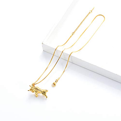 Bullfight Shaped Cremation Urn Necklace for Ashes Memorial Pendant Necklace for Men,Cremation Jewelry for Dog's Cat's Ashes Gold