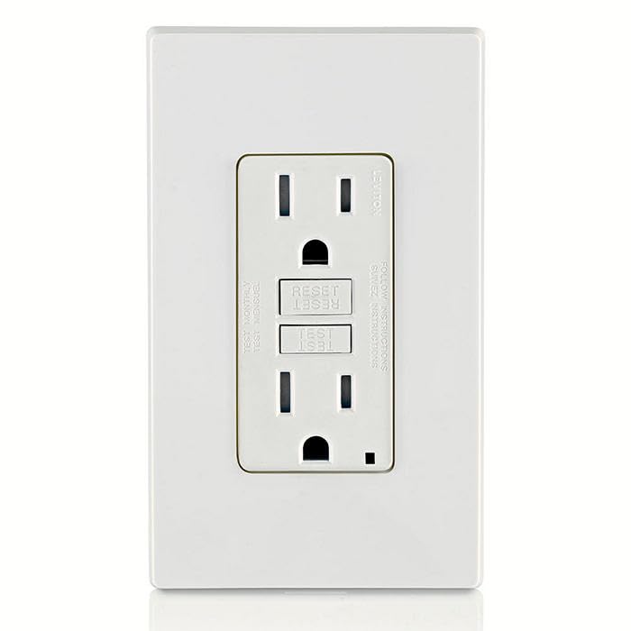 [Australia - AusPower] - Leviton GFCI Outlet, 15 Amp, Self Test, Tamper-Resistant with LED Indicator Light, Protection from Electric Shock and Electrocution, GFTR1-W, White 