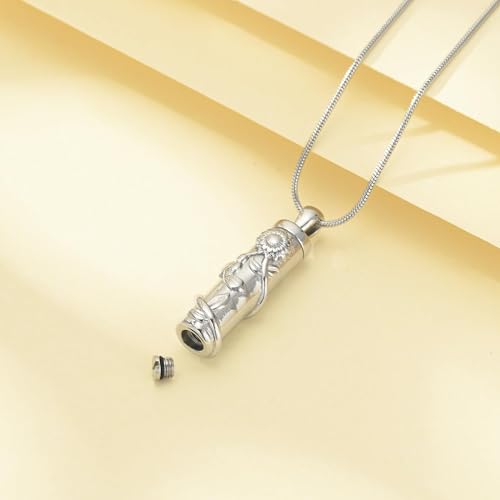 Sunflower Urn Necklace Cremation Jewelry Memorial Ash Necklace Silver