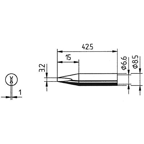 ERSA Ersadur 0842EDLF Soldering Tip Straight Chisel-Shaped 3.2 mm 3,2 mm Single