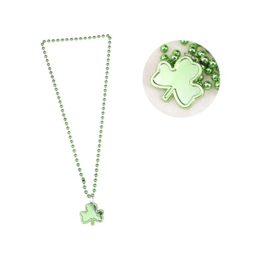 Abaodam 3pcs Lucky Leaf Necklace Beautiful Fashionable Necklace Bead Pendant for Festival St Patrick's Day Parade Green Beads and Four Leaf Leaflet Design