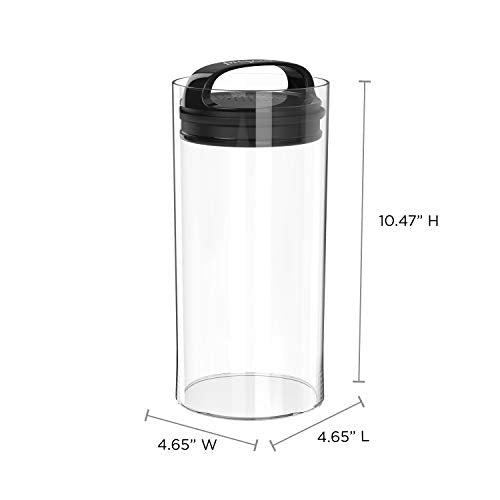 Prepara Evak Fresh Saver, Medium-Tall Airless Canister with Black handle, 2.3 Quart, Clear (Pack of 2) 2.3 Quart (Pack of 2)