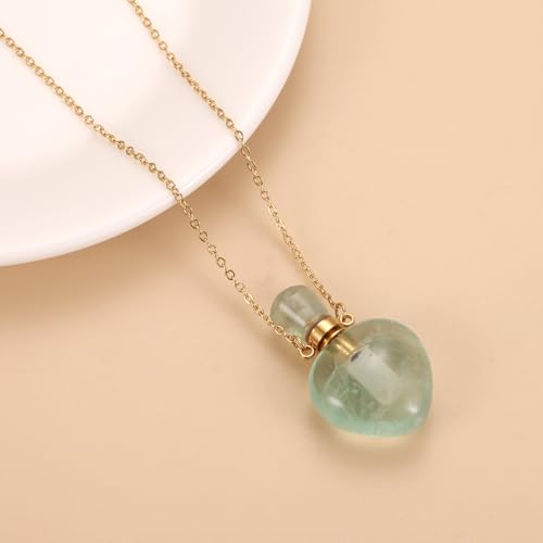 Natural Crystal Cremation Jewelry For Ashes - Heart Urn Necklace Hold Loved Ones/Pet Ashes Keepsake Memorial Pendant For Women Green