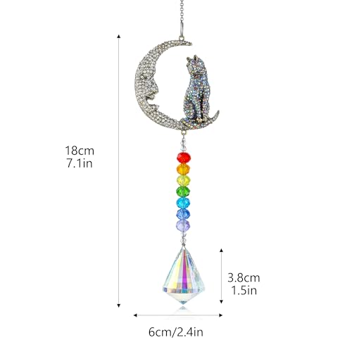Moon Cat Crystal Suncatcher Prism Rainbow Maker Hanging Window Decor Moon-cat