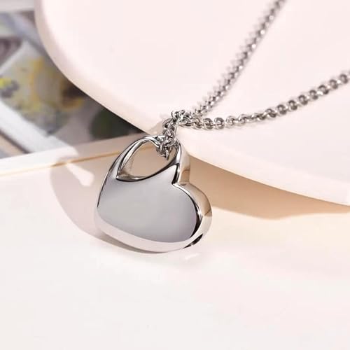 Heart Urn Necklace for Ashes with Filling Tool Cremation Jewelry Forever in My Heart Engraved Stainless Steel Keepsake Waterproof Memorial Pendant for Cherished Pets