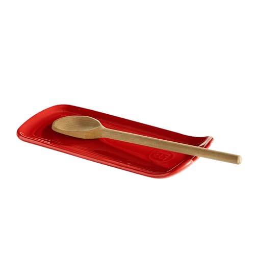 Emile Henry Made in France Ceramic Spoon Rest 9''x 4", Burgundy