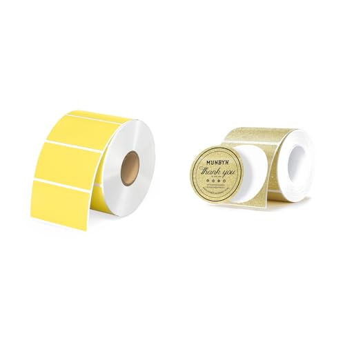 2.25"x1.25" Yellow Direct Thermal Labels+2 Inch Round Thermal Labels