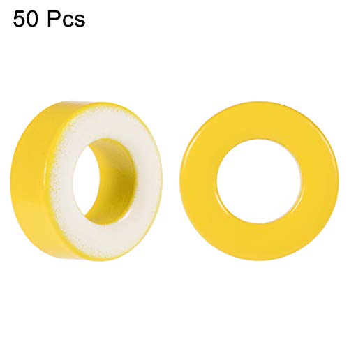 sourcing map Ferrite Ring Core 8.2x15.5x6.2mm Yellow White Pack of 50 | Iron power toroid core DE de