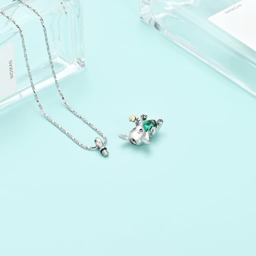 Elephant Urn Necklaces for Men Women Heart Birthstone Cremation Memorial Ashes Pendant Jewellery Stainless Steel Pet Keepsakes Necklaces Jewellery Green