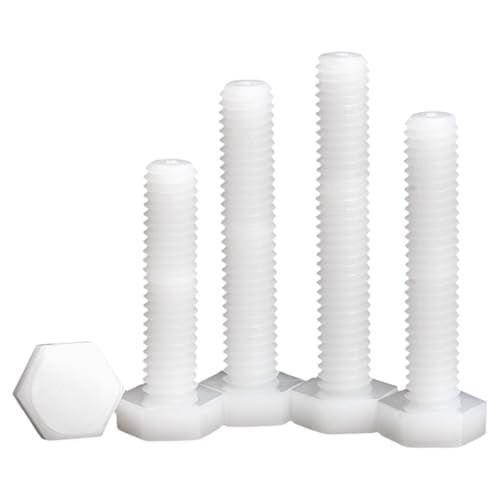 happinesspark M8x60 white PA66 hexagonal head nylon screws, nuts and washers fastener kit