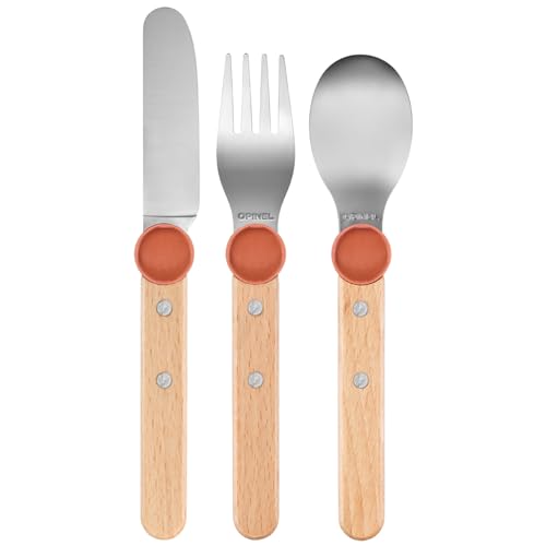 Opinel Le Petit Gourmet 3 Piece Children’s Cutlery Set (Coral) Coral