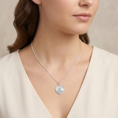 Alexander Castle 925 Sterling Silver St Christopher Pendant Necklace - Heart-Shaped Pendant with 18" Sterling Silver Chain & Jewellery Gift Box