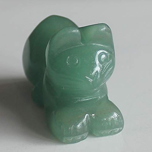 Generic Hand Carved Mixed gemstome Crystal cat Animal Figurine Animal Carving(Green Aventurine) Green Aventurine