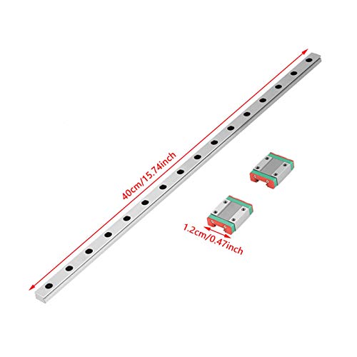 Mini High Accurate Linear Rail Guide - 1pc 400mm MGN12 Miniature Linear Rail Guide Rail 12mm Width + 2pcs MGN12B Slide Blocks
