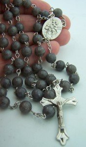 Religious Gifts Acrylic Marble Tone Prayer Bead Archangel Saint Michael Rosary, 22 Inch