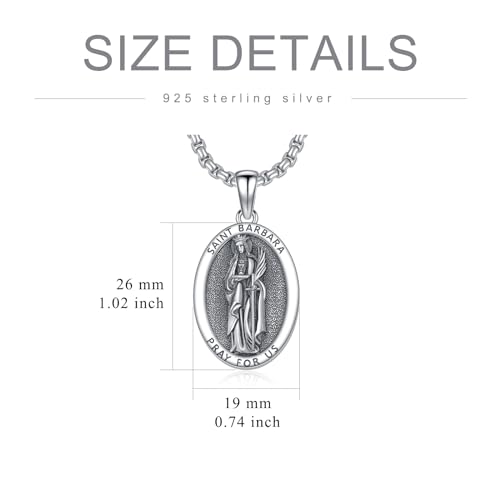 SIMONLY Goddess Necklace for Women 925 Sterling Silver Goddess Amulet Necklace Ancient Egypt Greek Mythology Jewelry 27-Saint Barbara