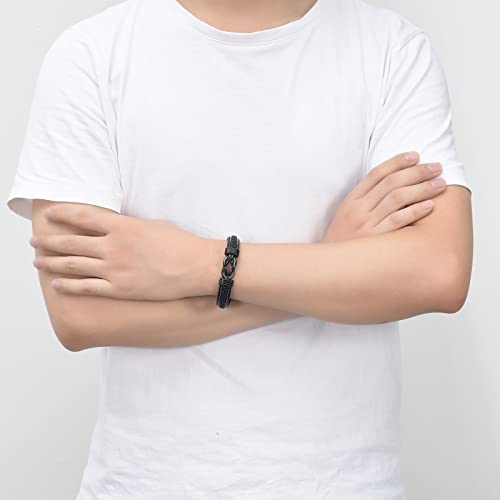 shajwo Infinity Cremation Bracelet for Ashes for Men Black-20cm