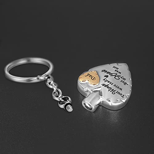 Your Wings were Ready but My Heart was Not Stainless Steel Cremation Jewelry for Ash Urn Keychain Gold Dad