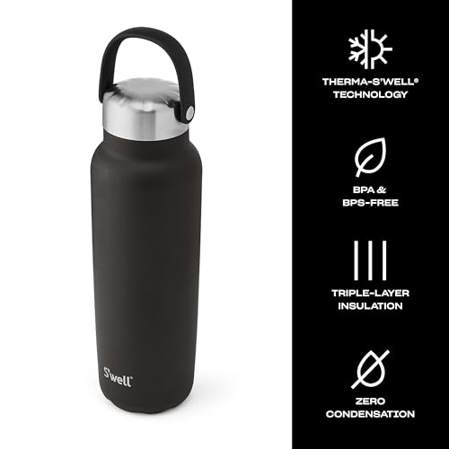 S'well Recycled Stainless Steel Explorer with Insulated Lid and Handle, 40oz, Onyx, Triple Layered Vacuum Insulated Containers Keeps Drinks Cold for 54 Hours and Hot for 12 40 Ounces